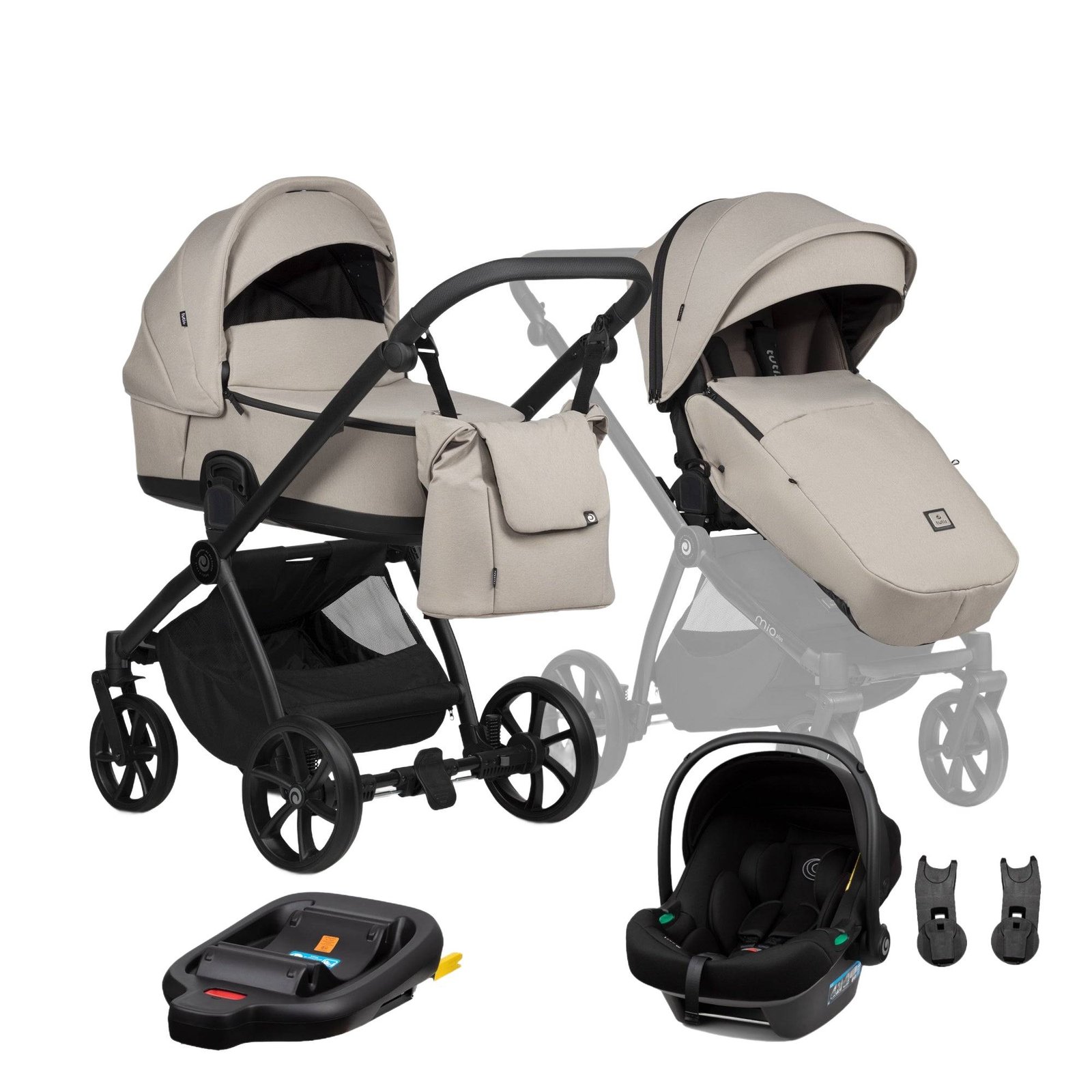 Tutis Mio3+ Thermo ratiņi 4in1 Moon Rock (611) + Tutis Elo Lux i-Size autokrēsliņš un ISOFIX bāze