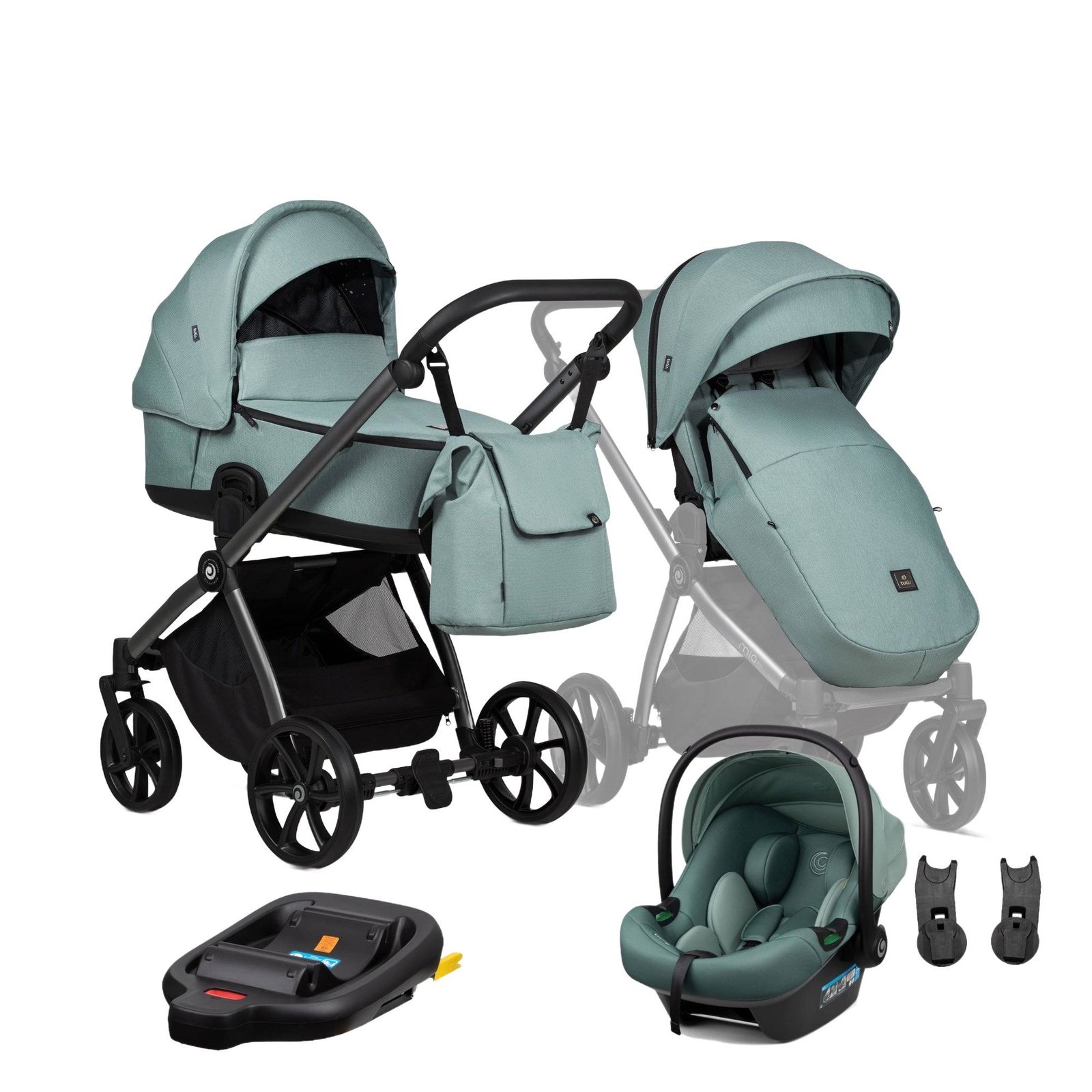 Tutis Mio3+ Thermo ratiņi 4in1 (243) + Tutis Elo Lux i-Size autokrēsliņš un ISOFIX bāze