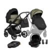 Tutis Mio3+ Thermo Leather Collection universalus vežimėlis 4in1 (025) + Tutis Elo Lux i-Size autokėdutė ir Isofix bazė