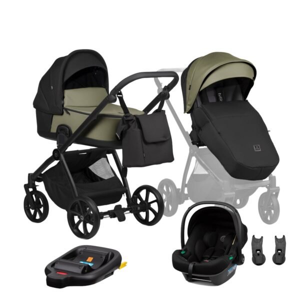 Tutis Mio3+ Thermo Leather Collection universalus vežimėlis 4in1 (025) + Tutis Elo Lux i-Size autokėdutė ir Isofix bazė