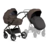 Tutis Uno6 2in1 rudas kūdikių vežimėlis su lopšiu ir sportine dalimi, juodais ratais