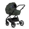 Tutis Uno6+ tamsiai žalias kūdikių vežimėlis su lopšiu ir dideliais juodais ratais