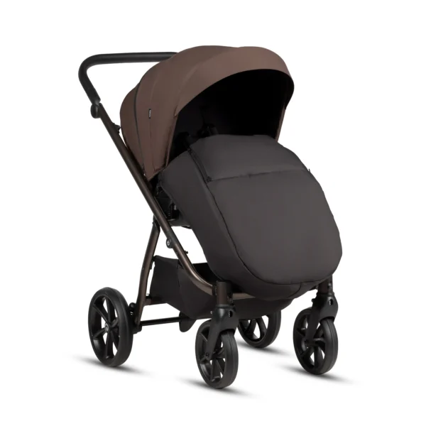 Tutis Uno6 kūdikių vežimėlis, rudas ir juodas, su dideliu stogeliu bei lopšiu
