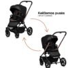 Juodas Tutis Gio kūdikių vežimėlis su sportine dalimi, sulankstomas ir su dideliu stogeliu