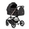 Juodas Tutis Gio+ kūdikių vežimėlis su lopšiu, stogeliu ir dideliais ratais