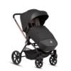 Tutis Gio+ juodas kūdikių vežimėlis su lopšiu, dideliais ratais ir stogeliu