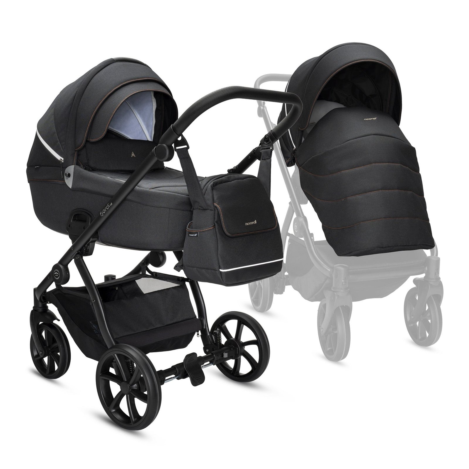 Noordi Fjordi V2 universālie ratiņi 2in1 Voyager Black (815)