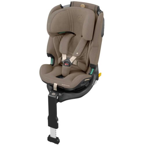 Bēšs Maxi-Cosi bērnu autokrēsliņš ar isofix bāzi un sānu aizsardzību