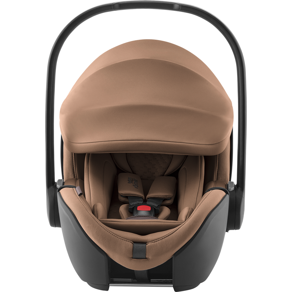 BABY SAFE PRO autokrēsliņš, brūnā krāsā, ar drošības jostām un rokturi pārnēsāšanai