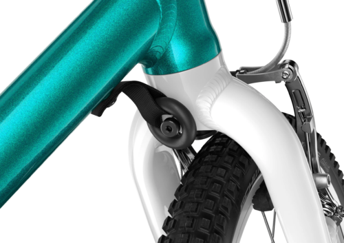 WOOM GO 2 bērnu velosipēda balsts metallic turquoise krāsā pie priekšējā riteņa