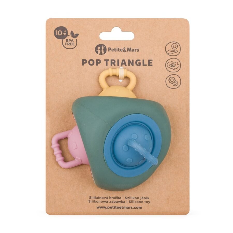 Petite&Mars silikona zobu graužamais Pop Triangle – Misty Green – foto 3