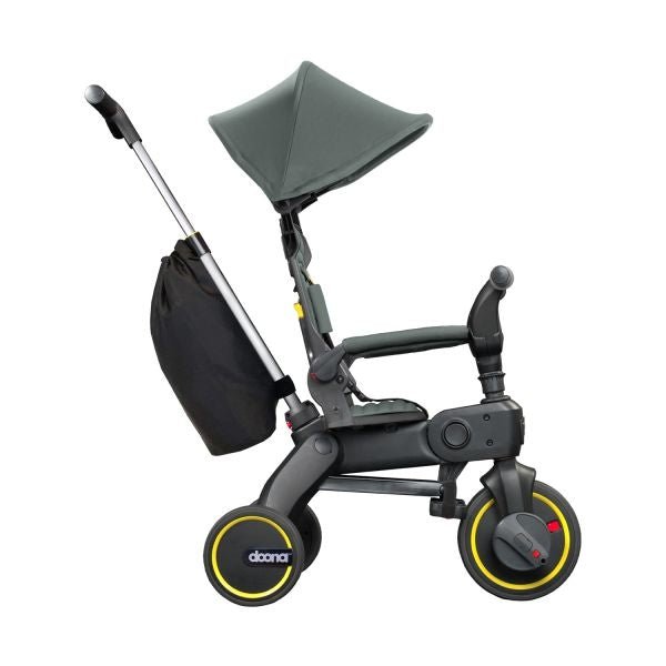 Doona Liki Trike S3 salokāms trīsritenis zaļā krāsā ar jumtiņu un stumjamo rokturi