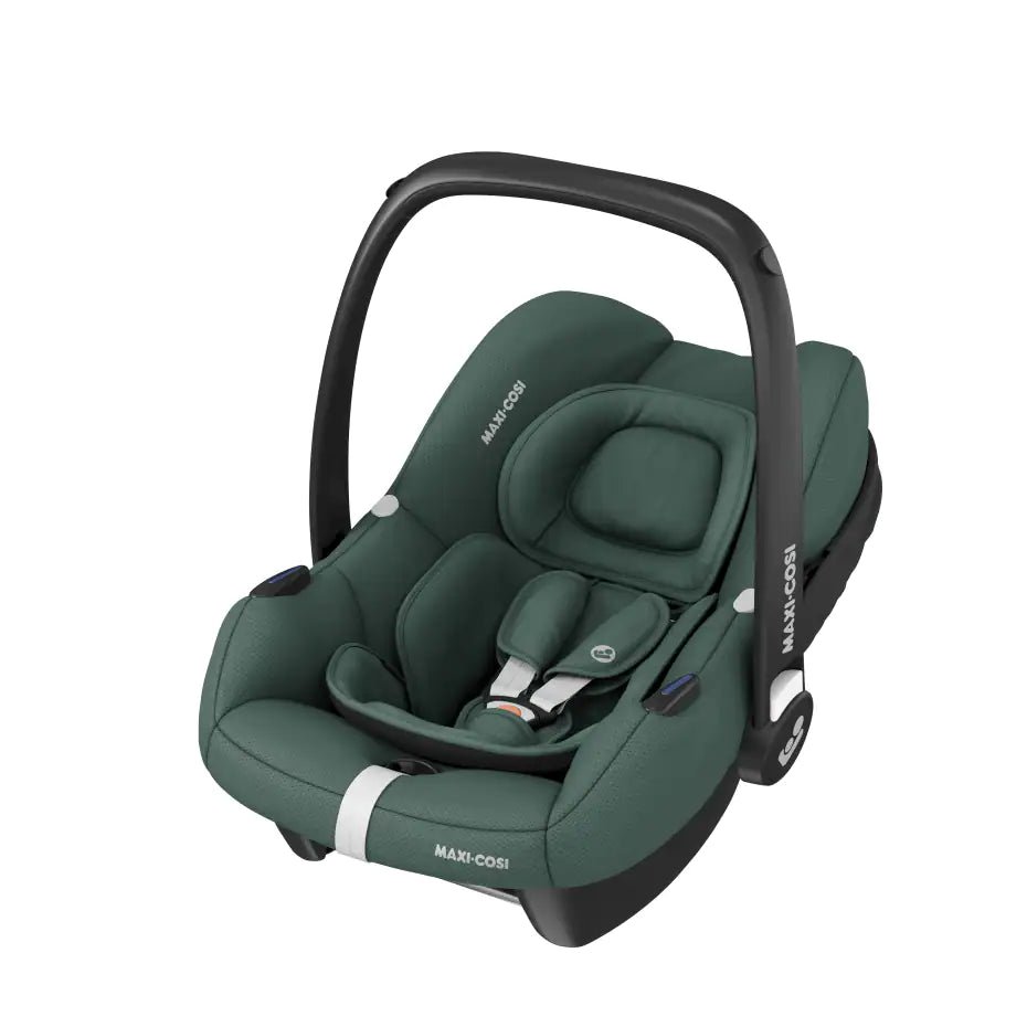 Maxi-Cosi CabrioFix i-Size autokrēsliņš zaļā krāsā ar jumtiņu un rokturi