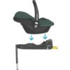 Maxi-Cosi zaļš zīdaiņu autokrēsliņš ar Isofix bāzi un atbalsta kāju