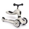 Pelēks Scoot and Ride Highwaykick 1 skrejritenis ar sēdekli un trim riteņiem