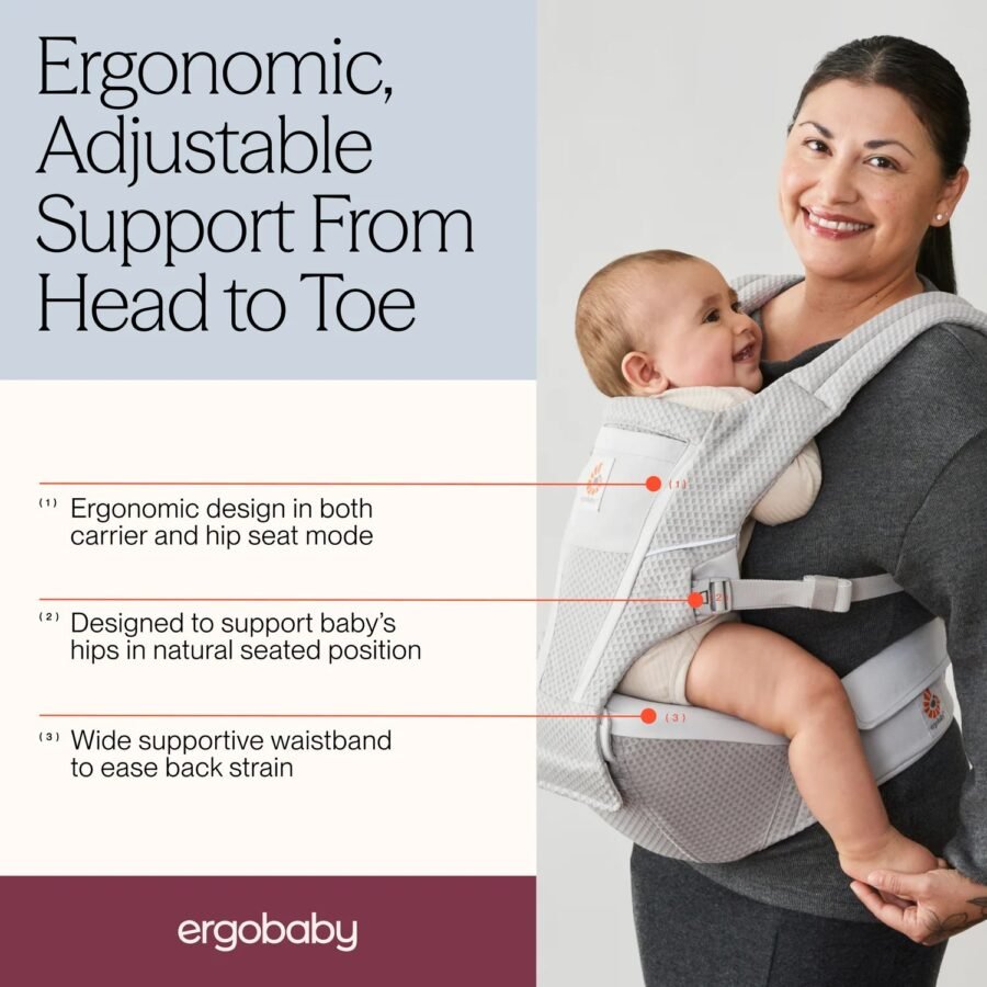 Ergobaby Alta Hip Seat ķengursoma Pearl Grey Mesh 5