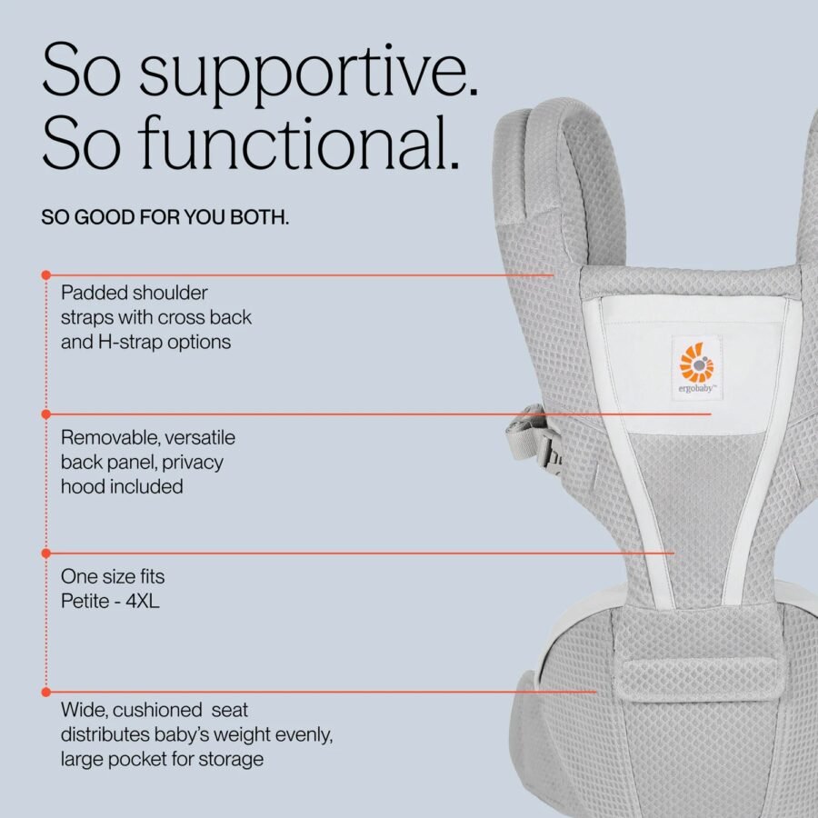 Ergobaby Alta Hip Seat ķengursoma Pearl Grey Mesh 6