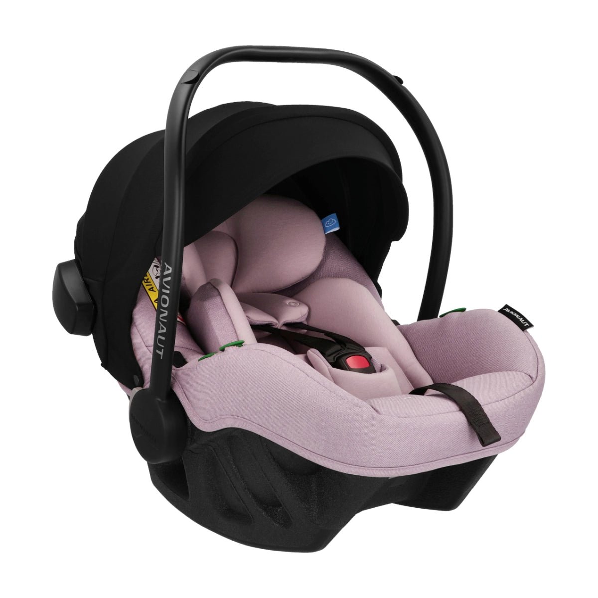 Frame-550.jpg Rozā mazuļu autokrēsliņš ar melnu rokturi un saules jumtiņu