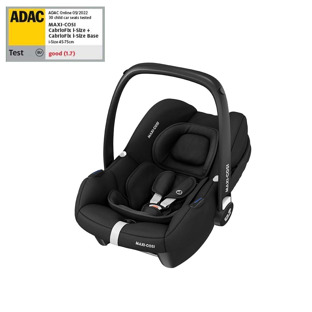 Maxi-Cosi CabrioFix i-Size melns autokrēsliņš ar rokturi un piecu punktu drošības jostām