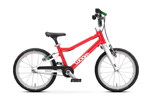 WOOM GO 3 bērnu velosipēds, sarkans ar baltu rāmi un melnu sēdekli