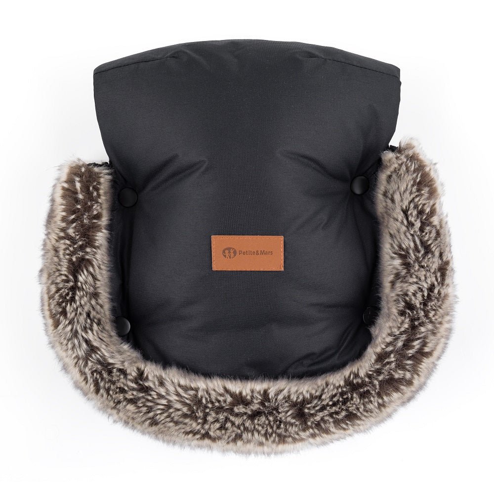 Petite&Mars Furry ziemas cimdi ratiem – Forever Black