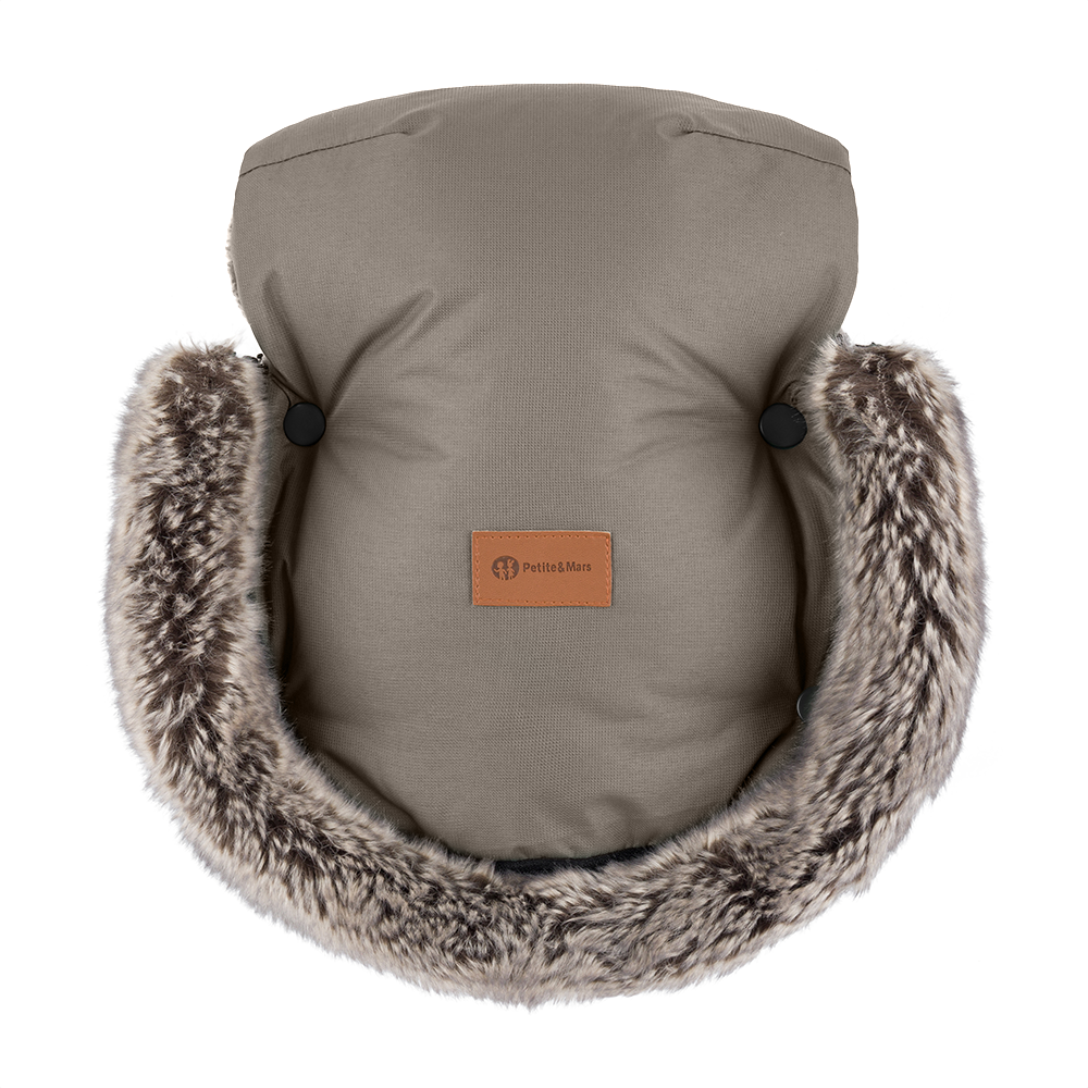 Petite&Mars Furry ziemas cimdi ratiem – Mocha Mousse