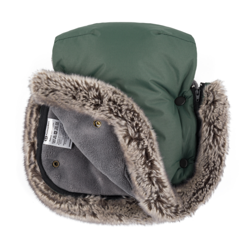 Petite&Mars Furry ziemas cimdi ratiem – Veritable Khaki – 4