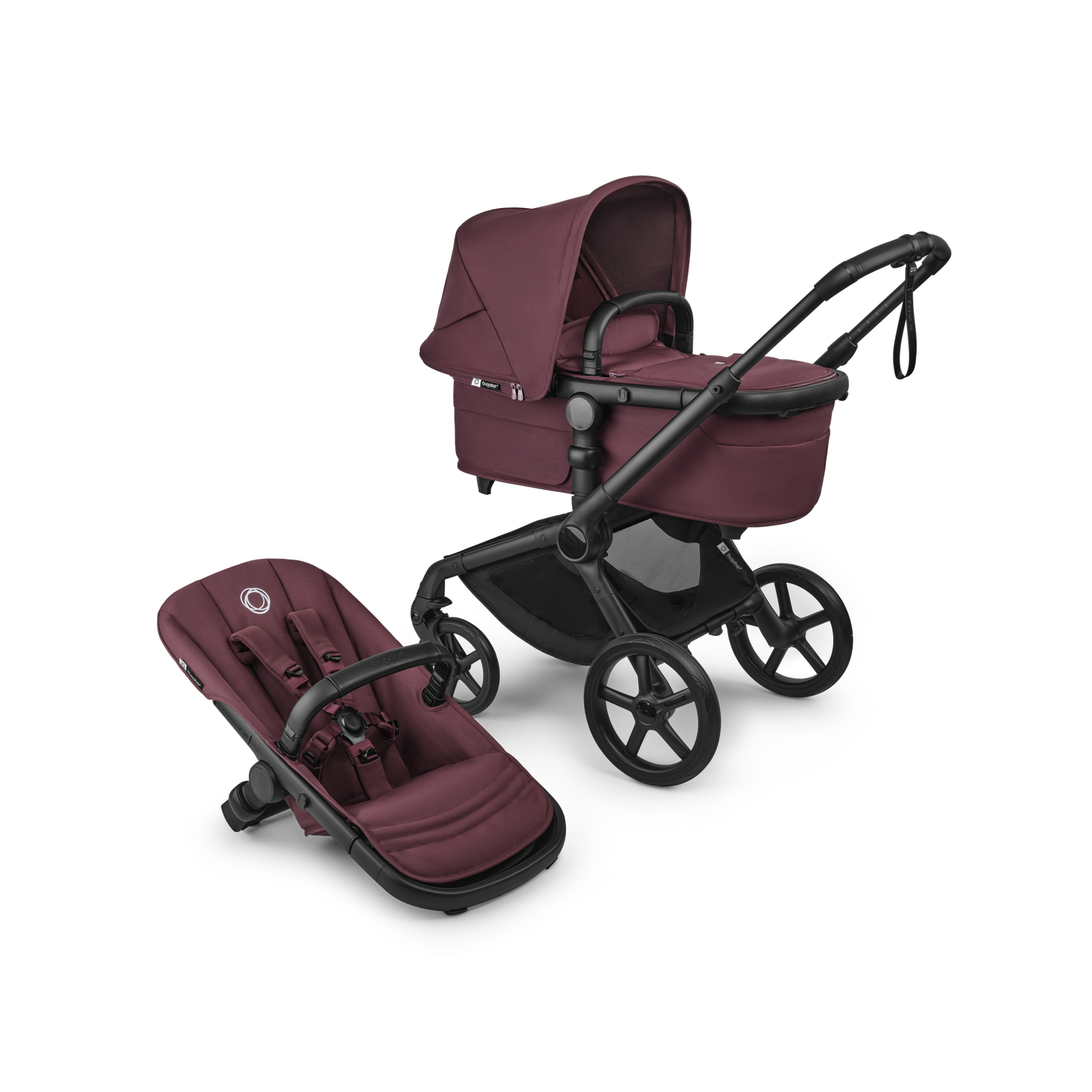 Bugaboo Fox 5 Renew universālie ratiņi 2in1 Black/Dark Cherry