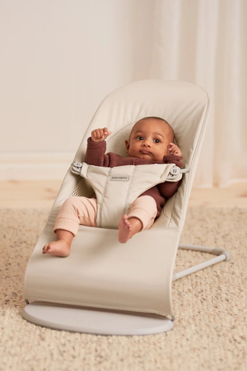 BabyBjörn Balance Soft šūpuļkrēsls – Light Beige Woven-Jersey, Tri-Fabric – foto 2