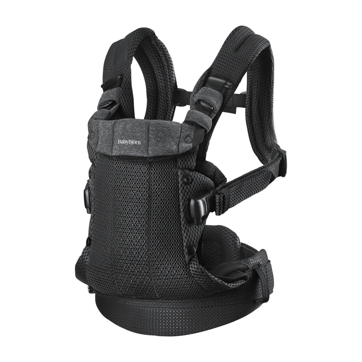 babybjorn-harmony-3d-mesh-kengursoma-black-balts-fons BabyBjörn Harmony 3D Mesh ķengursoma Black