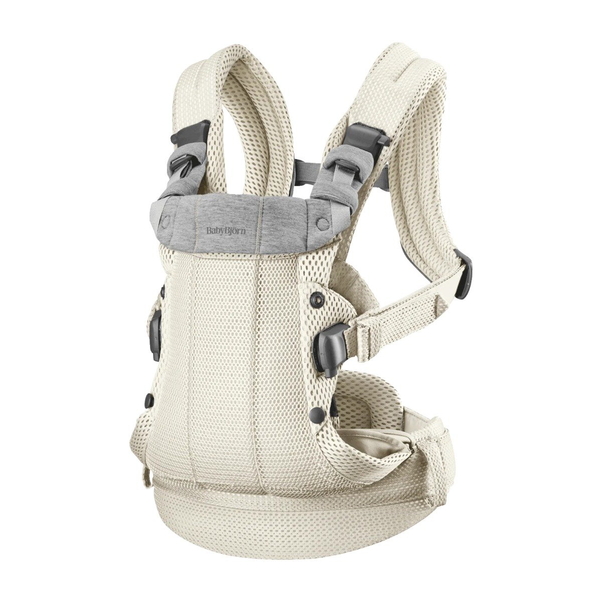 babybjorn-harmony-3d-mesh-kengursoma-cream-balts-fons BabyBjörn Harmony 3D Mesh ķengursoma Cream