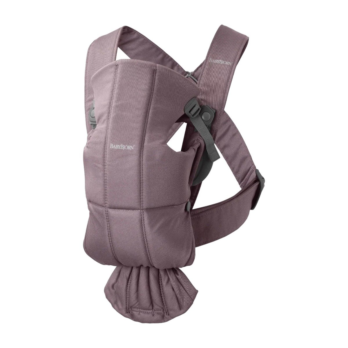 babybjorn-mini-cotton-kengursoma-dark-purple-balts-fons BabyBjörn Mini Cotton ķengursoma Dark Purple