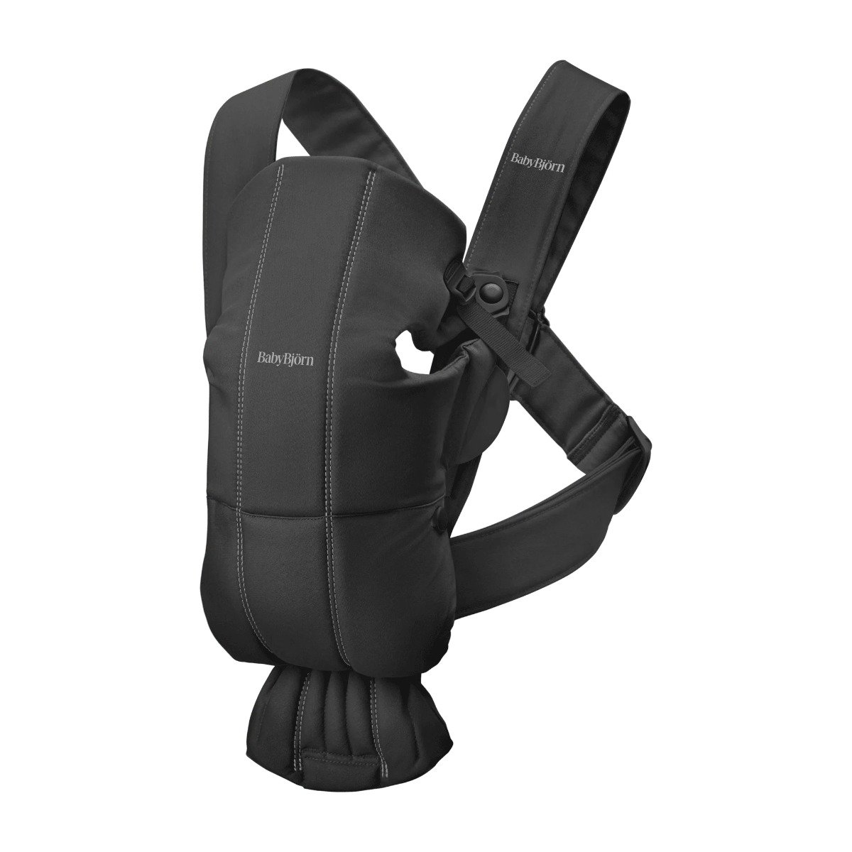 babybjorn-mini-woven-kengursoma-black-balts-fons BabyBjörn Mini Woven ķengursoma Black