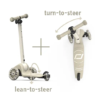 Pelēks Scoot and Ride Highwaykick 3S skrejritenis ar regulējamu stūri un trim riteņiem