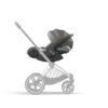 Cybex Cloud T i-Size mirage pelēks autokrēsliņš uz bērnu ratu rāmja ar kulbu zem tā