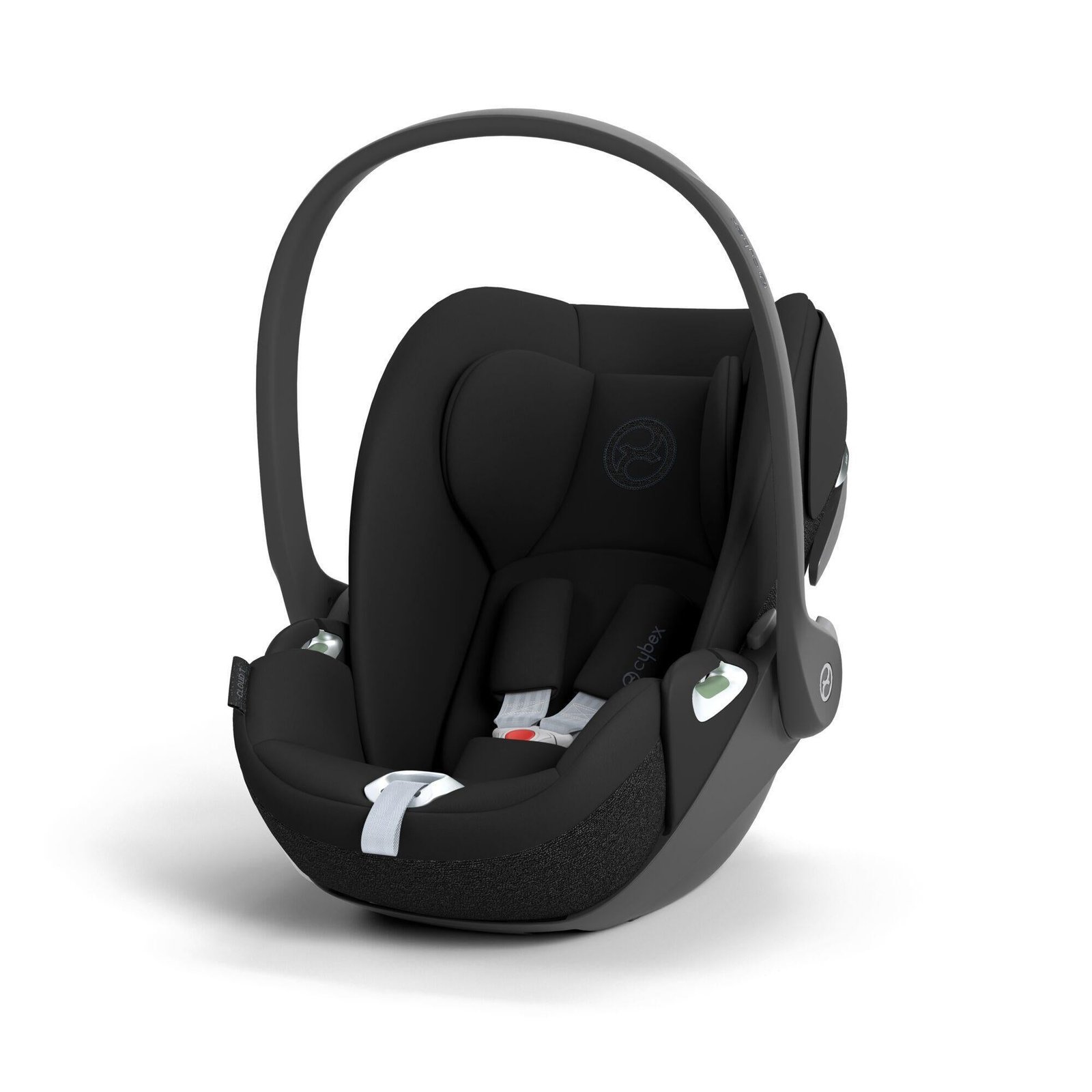 Cybex Cloud T i-Size melns autokrēsliņš ar rokturi un jumtiņu nosegšanai