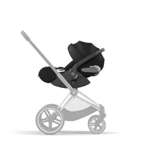 Cybex melns autokrēsliņš ar regulējamu rokturi ratu rāmī