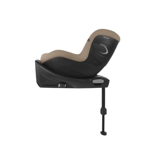 Cybex autokrēsliņš bēšā un melnā krāsā ar balstu kāju un pamatni