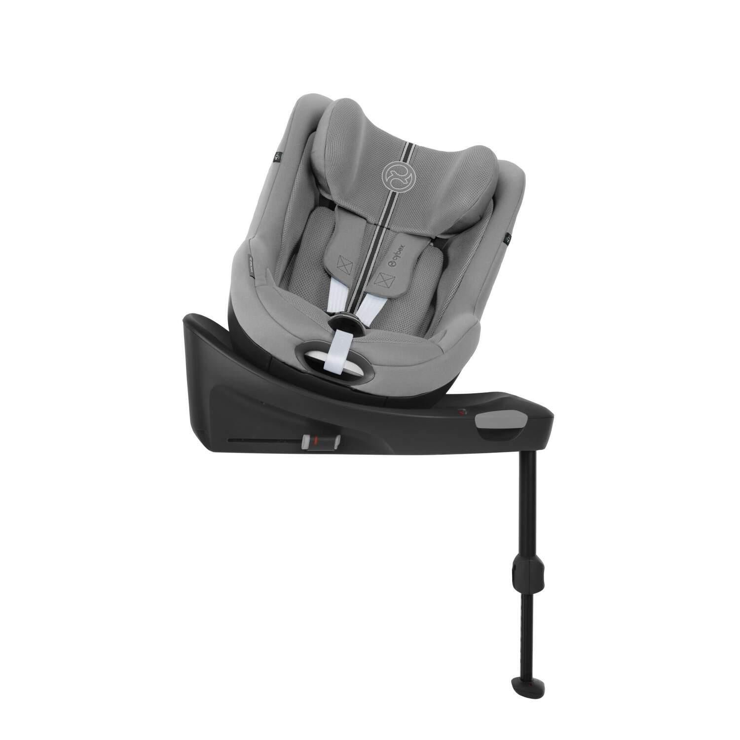 Cybex stone grey autokrēsliņš ar balstu kāju un polsterētu sēdvietu bērnam