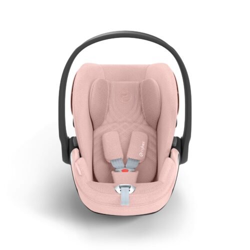 Rozā Cybex autokrēsliņš zīdainim ar balstu rokturi un drošības siksnām