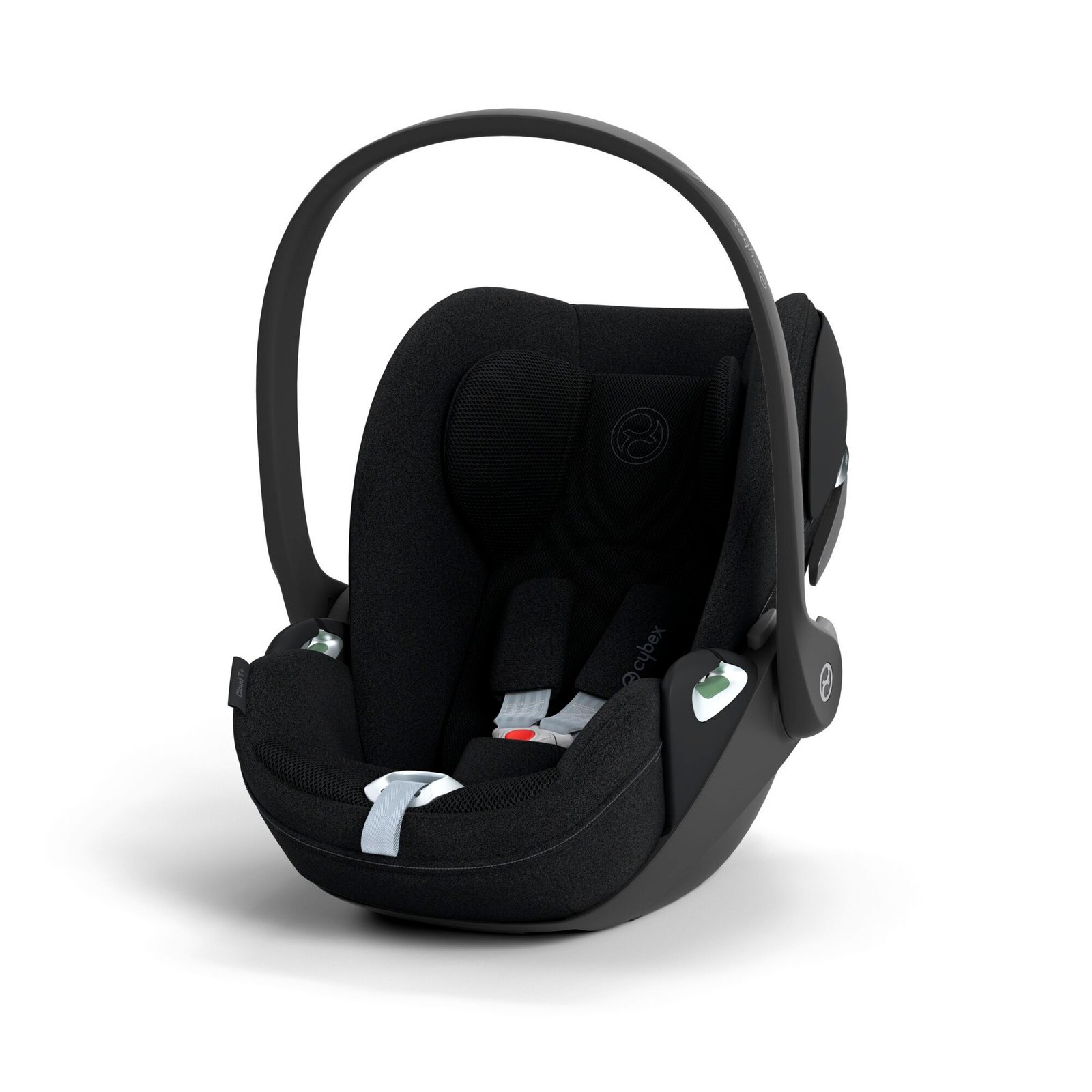 Melns Cybex Cloud T bērnu autokrēsliņš ar rokturi un drošības jostām