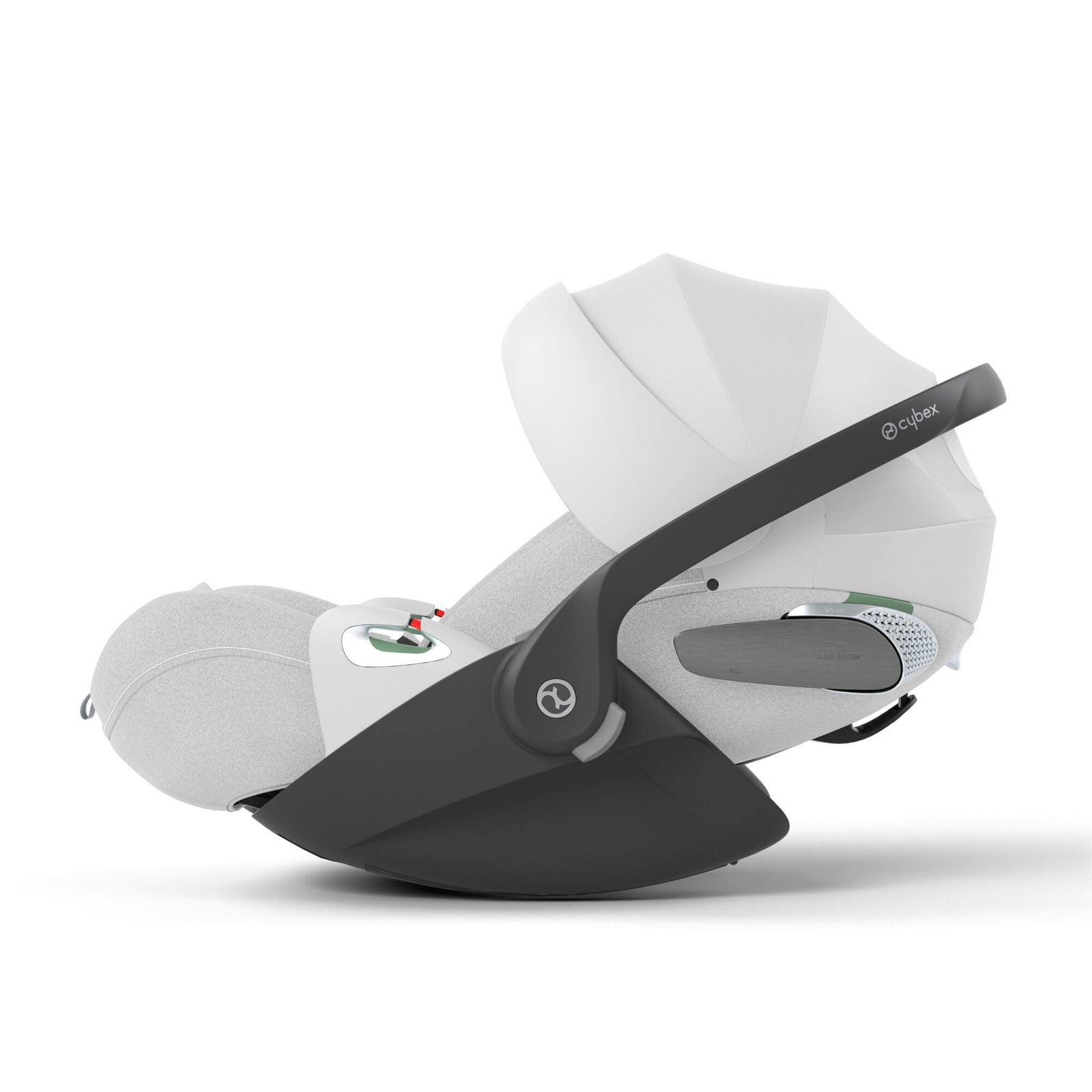 Cybex Cloud T i-Size autokrēsliņš ar balto kulbu un melnu rāmi reklinējams stāvoklī