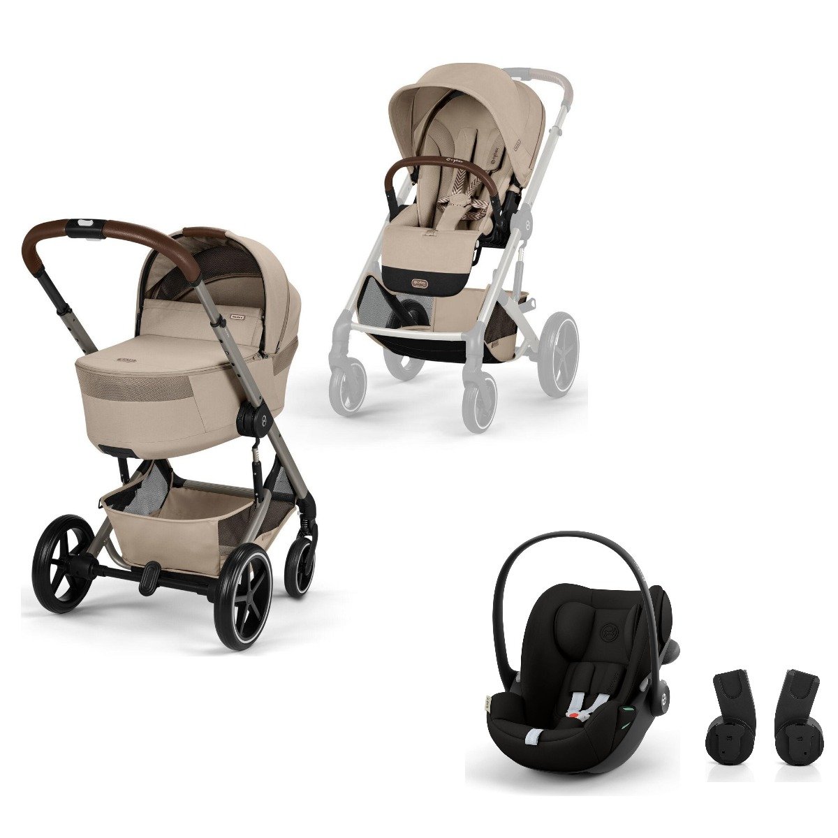 cybex-balios-s-lux-3in1-almond-beige-cloud-g3-black Cybex Balios S Lux 3in1 Almond Beige ar Cloud G3 Magic Black autokrēslu un adapteriem