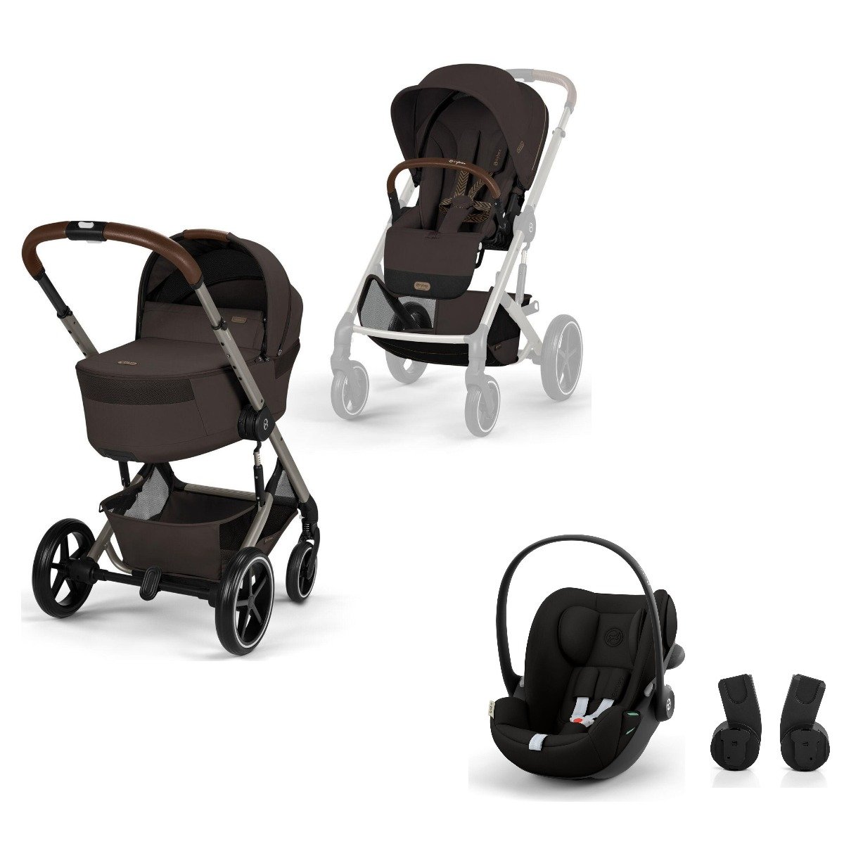 cybex-balios-s-lux-3in1-chocolate-brown-cloud-g3-black Cybex Balios S Lux 3in1 Chocolate Brown ar Cloud G3 Magic Black autokrēslu un adapteriem