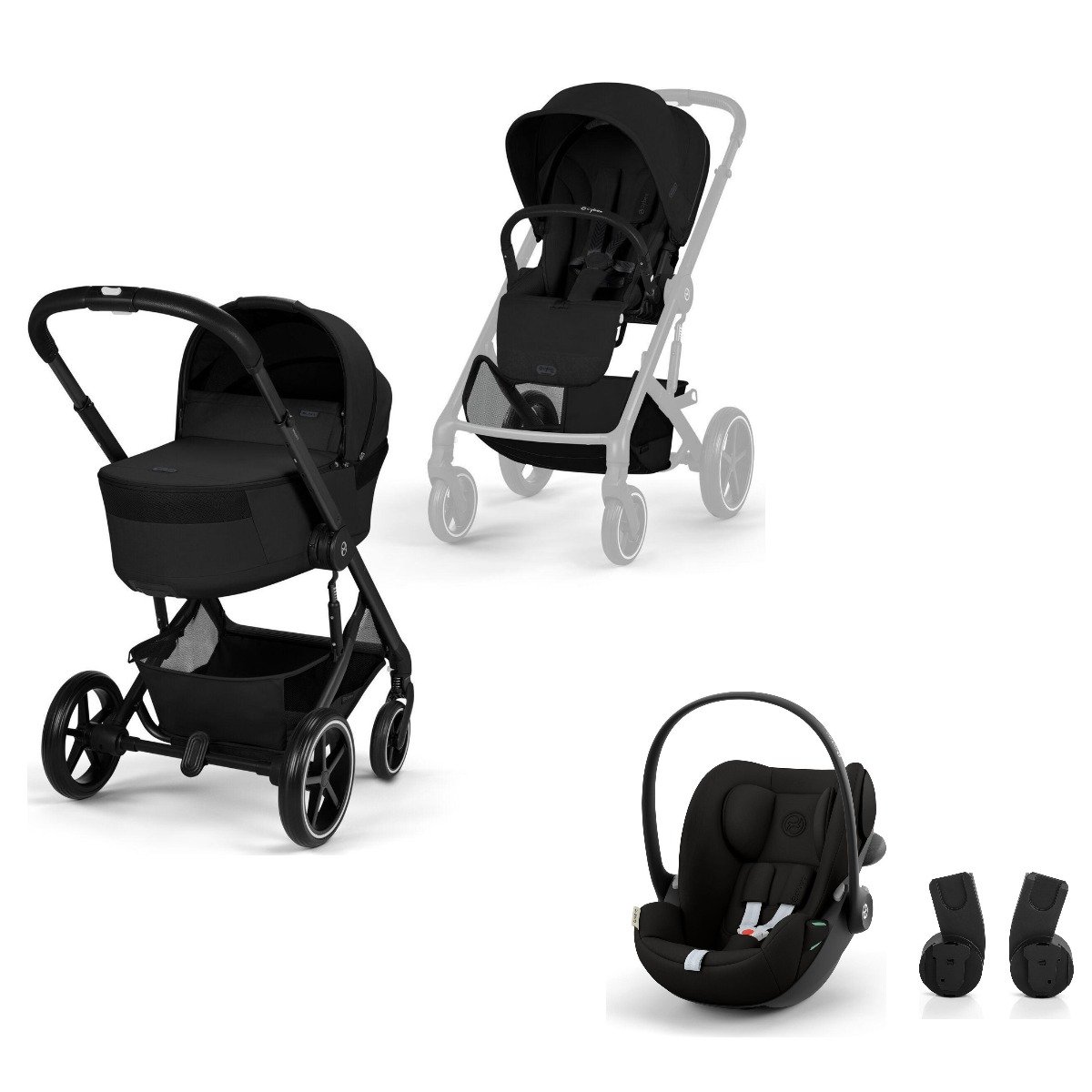 cybex-balios-s-lux-3in1-moon-black-cloud-g3-black Cybex Balios S Lux 3in1 Moon Black ar Cloud G3 Magic Black autokrēslu un adapteriem