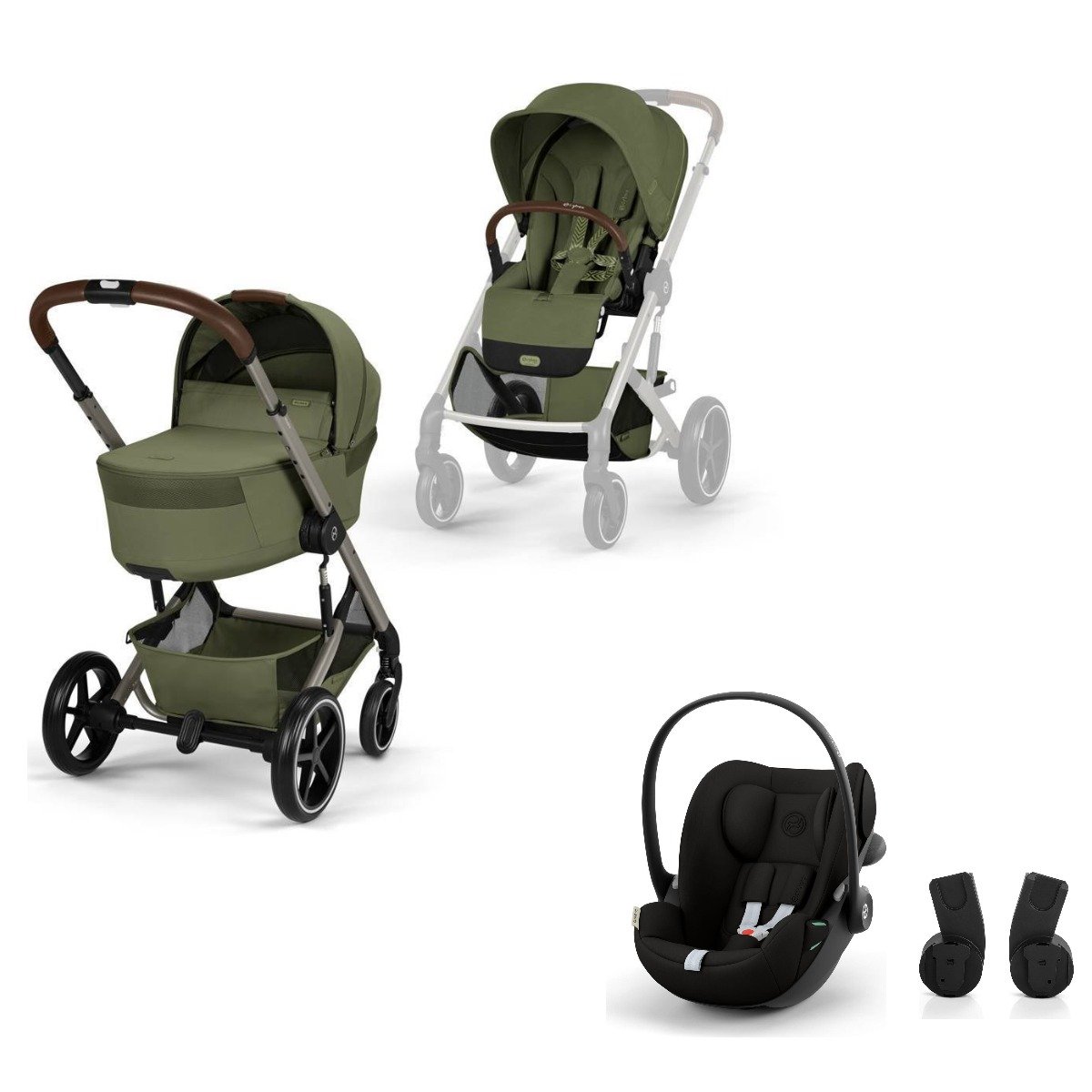 cybex-balios-s-lux-3in1-moss-green-cloud-g3-black Cybex Balios S Lux 3in1 Moss Green ar Cloud G3 Magic Black autokrēslu un adapteriem