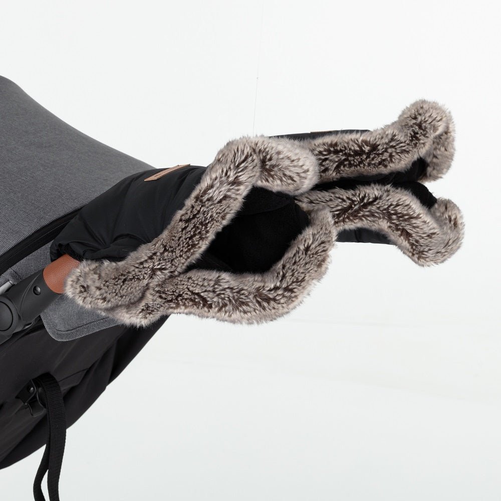 Petite&Mars Furry ziemas cimdi ratiem – Forever Black – 2