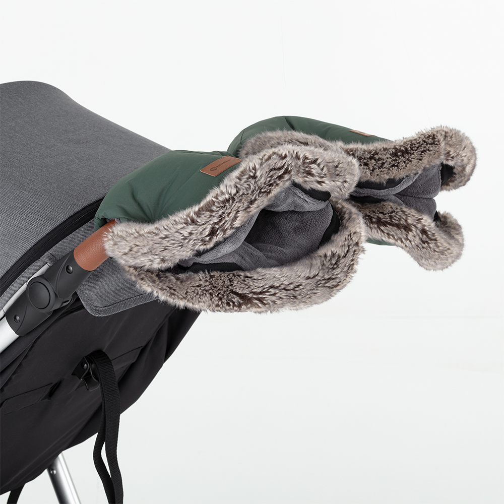 Petite&Mars Furry ziemas cimdi ratiem – Veritable Khaki – 2