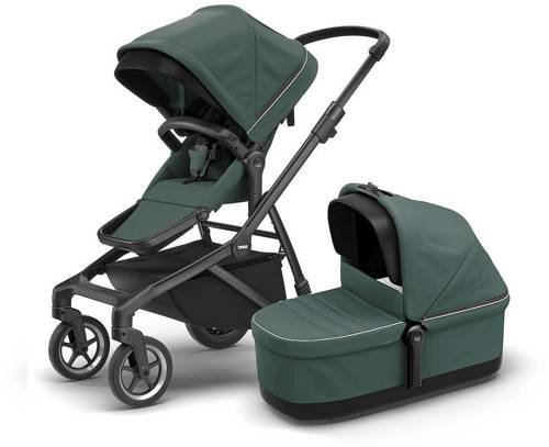 eng_pm_Thule-Sleek-Bassinet-Main-Seat-Mallard-Green-on-Black-10042_11.jpg Thule zaļa kulba ar melnu rāmi mazuļu ratiem, redzama arī atvērta sporta daļa