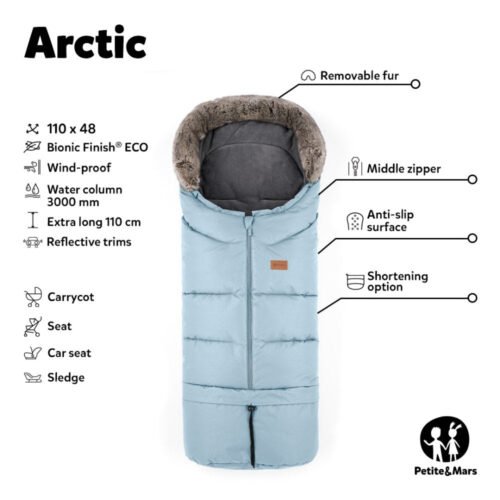 Petite&Mars Arctic 4in1 ziemas guļammaiss ratiem – Forever Black – 3